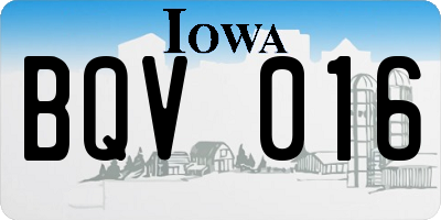 IA license plate BQV016