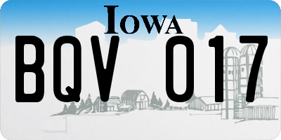 IA license plate BQV017