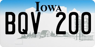IA license plate BQV200