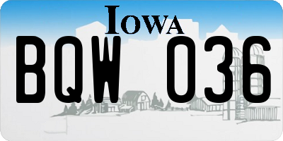 IA license plate BQW036