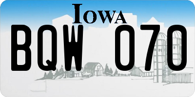 IA license plate BQW070