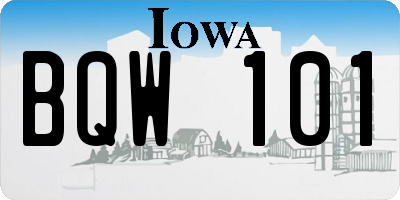 IA license plate BQW101