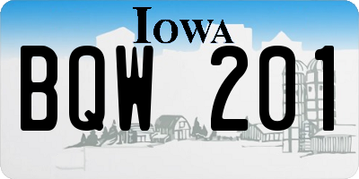 IA license plate BQW201