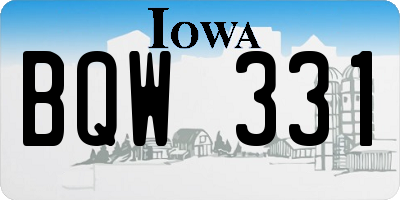 IA license plate BQW331