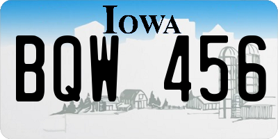 IA license plate BQW456