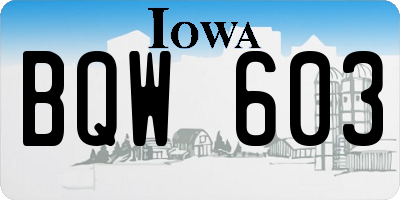 IA license plate BQW603