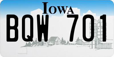 IA license plate BQW701
