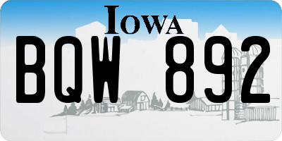 IA license plate BQW892