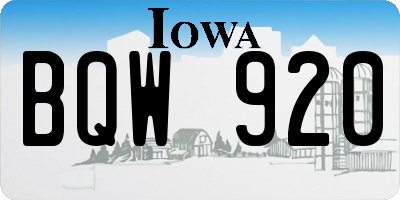 IA license plate BQW920