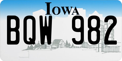 IA license plate BQW982