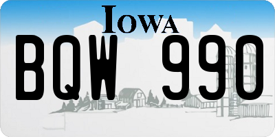 IA license plate BQW990