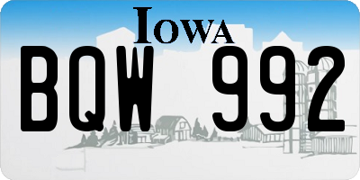 IA license plate BQW992