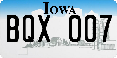 IA license plate BQX007