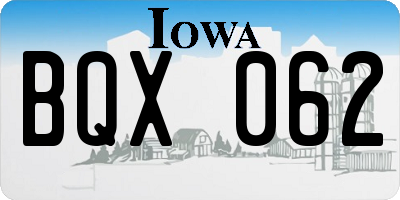 IA license plate BQX062