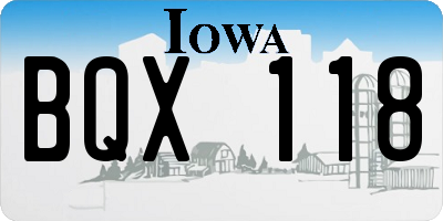 IA license plate BQX118