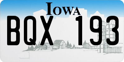 IA license plate BQX193