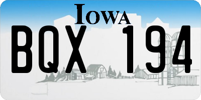 IA license plate BQX194