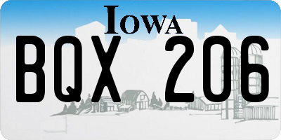 IA license plate BQX206