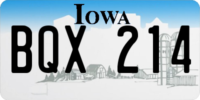 IA license plate BQX214