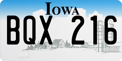 IA license plate BQX216