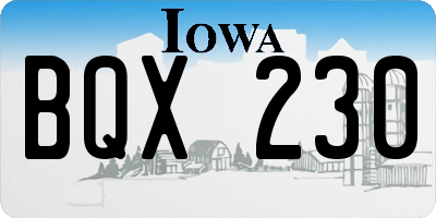 IA license plate BQX230