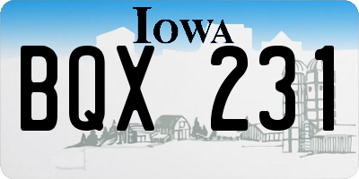 IA license plate BQX231