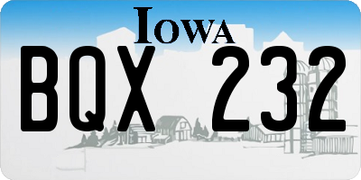 IA license plate BQX232