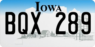 IA license plate BQX289