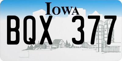 IA license plate BQX377