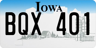 IA license plate BQX401