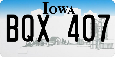 IA license plate BQX407