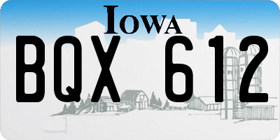 IA license plate BQX612