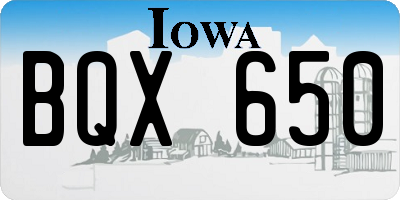 IA license plate BQX650