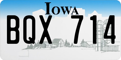 IA license plate BQX714
