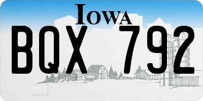 IA license plate BQX792