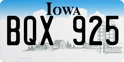 IA license plate BQX925