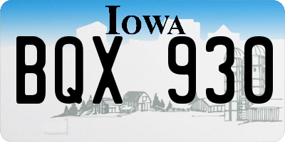 IA license plate BQX930