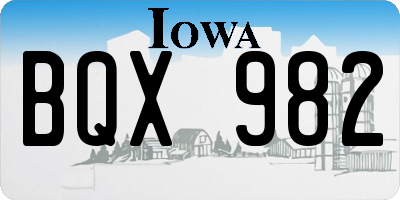 IA license plate BQX982