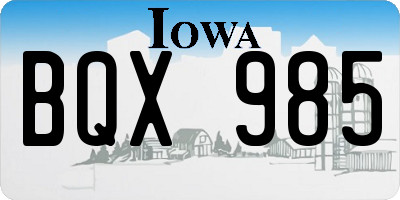 IA license plate BQX985