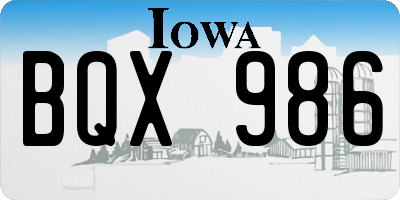 IA license plate BQX986