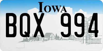 IA license plate BQX994