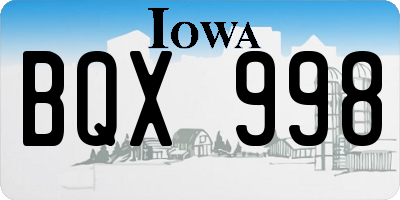 IA license plate BQX998