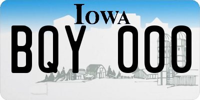 IA license plate BQY000