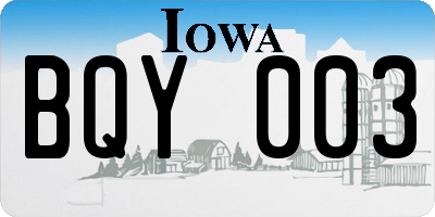 IA license plate BQY003