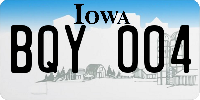 IA license plate BQY004
