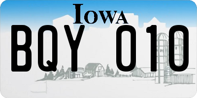 IA license plate BQY010
