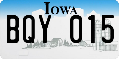 IA license plate BQY015