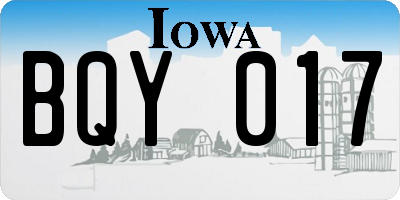 IA license plate BQY017
