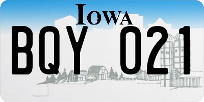 IA license plate BQY021