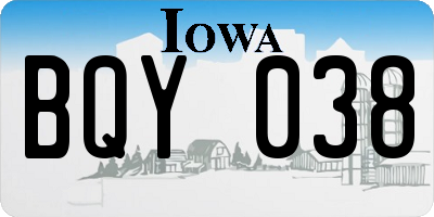 IA license plate BQY038
